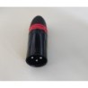 CONNETTORE PROFESSIONALE XLR 3 POLI MASCHIO SPINA DA CAVO. CORPO NERO E ANELLO ROSSO