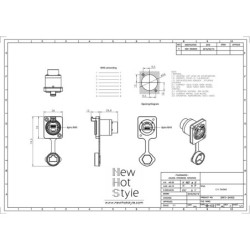 CONNETTORE DA PANNELLO RJ45 PER CONNESSIONE LEDWALL. ARGENTO PUSH ARANCIONE