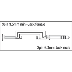 ADATTATORE PRO DA PRESA MINI JACK FEMMINA STEREO A SPINA JACK MASCHIO STEREO