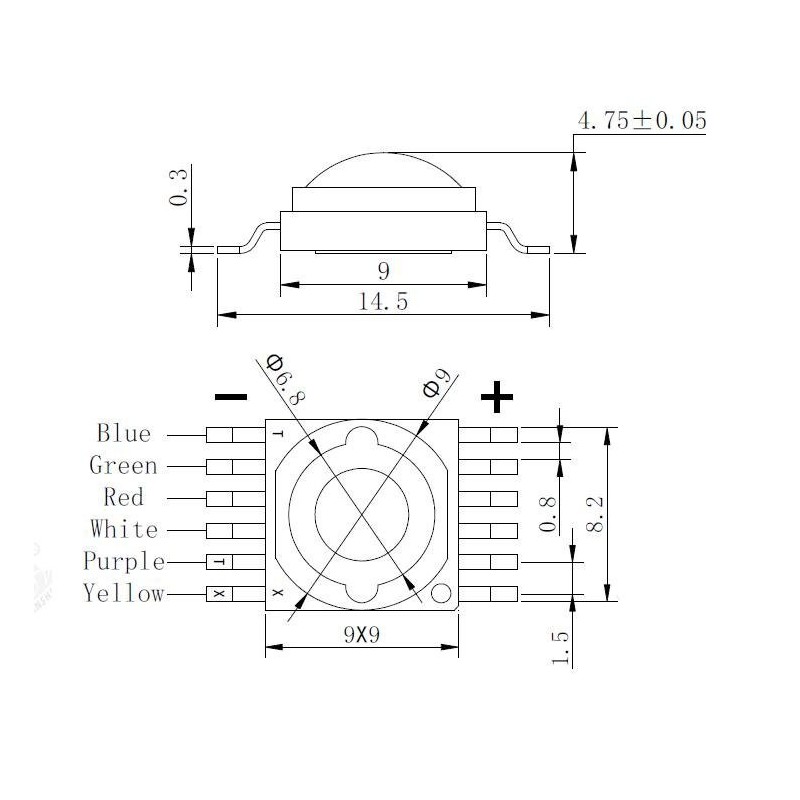 LED DI RICAMBIO LED 9W RGBWA+UV+WW 7IN1