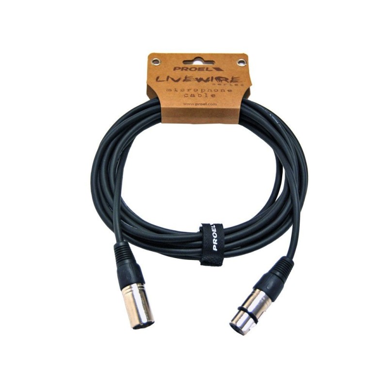 Cavo professionale per microfono 3 Metri PROEL - XLR 3P femmina - XLR 3P maschio