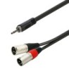 CAVO ADATTATORE DA MINIJACK 3.5mm STEREO A DOPPIO XLR 3 POLI MASCHIO BILANCIATO