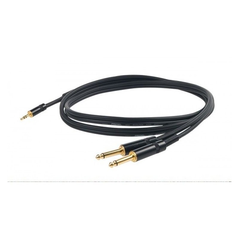 Cavo audio professionale "Y" con connessioni spina jack Stereo Yongsheng Ø 3.5 mm - 2 x spina jack Mono Ø 6.3 mm Yongsheng.