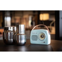 RADIO PORTATILE STILE VINTAGE CON BLUETOOTH & FM 30W MADISON AZZURRA RICARICABILE