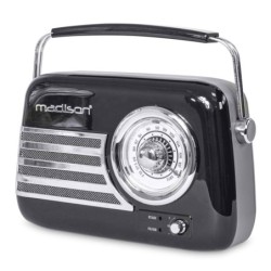 RADIO PORTATILE STILE VINTAGE CON BLUETOOTH & FM 30W MADISON NERA RICARICABILE