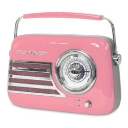 RADIO PORTATILE STILE VINTAGE CON BLUETOOTH & FM 30W MADISON ROSA RICARICABILE