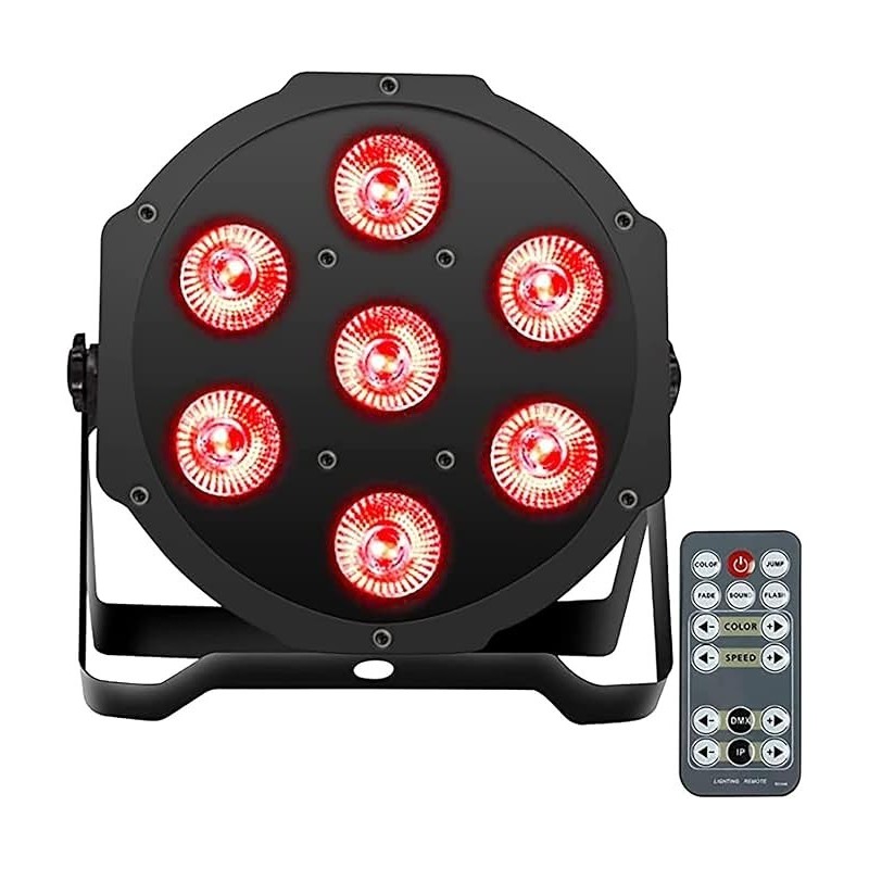 FARO PAR 7x18w LED 6IN1 RGBWA+UV STROBO DMX TELECOMANDO