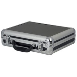 VALIGETTA FLIGHT CASE PER IL TRASPORTO DI 7 MICROFONI CON VANO ACCESSORI. NERO
