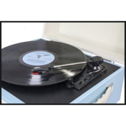 GIRADISCHI VINTAGE IN VALIGETTA CON BLUETOOTH, USB, SD E FUNZIONE REC - AZZURRO 33 45 78 GIRI