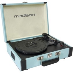 GIRADISCHI VINTAGE IN VALIGETTA CON BLUETOOTH, USB, SD E FUNZIONE REC - AZZURRO 33 45 78 GIRI