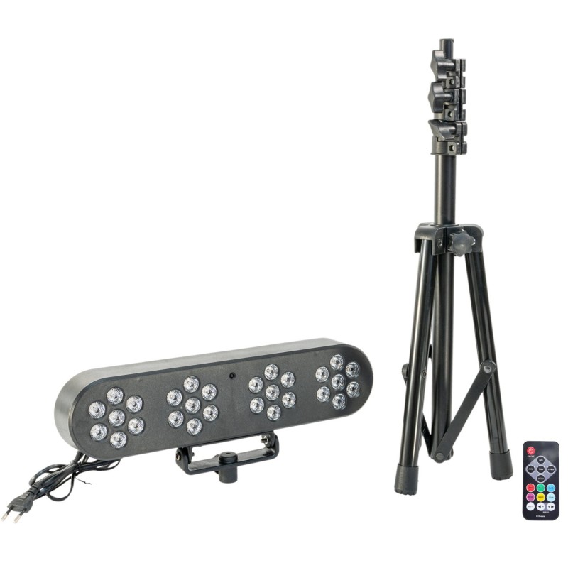 KIT  LEGGERO ED ECONOMICO LUCI SET CON STATIVO 4 PAR 7X1 W LED DJ TELECOMANDO