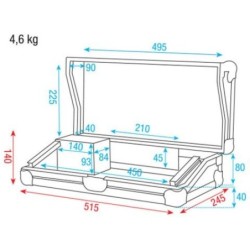 Flight Case per consolle mixer luci coperchio removibile 3U unità rack 19"