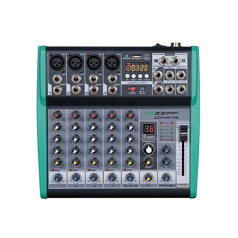 MIXER COMPATTO 6 CANALI con multieffetto DSP e Bluetooth