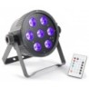 PAR LED 7x18w RGBWA + UV DMX flat par con ventola di raffreddamento e U.V.