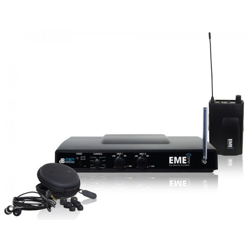 Sistema In Ear Monitor DB TECHNOLOGIES EME-ONE Wireless senza fili monitoraggio incluse cuffie BEYERDYNAMIC Banda A