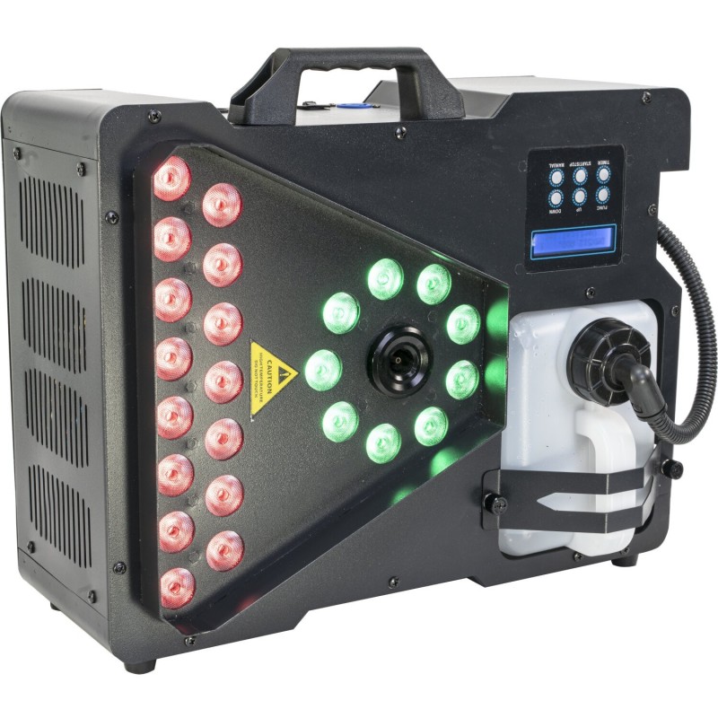 MACCHINA DEL FUMO SMOKE MACHINE 1800w CON 24 LED DA 8W RGB RADIO COMANDO DMX