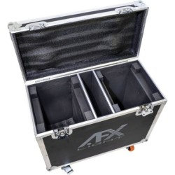 FLIGHT CASE NERO DOPPIO PER 2 TESTE MOBILI AFX BEAM 100 LED. CON RUOTE