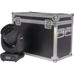 FLIGHT CASE NERO CON RUOTE PER 2 TESTE MOBILI BEAM WASH 19X15W TIPO AURA