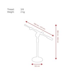 Desk Microphone Stand Cromo, 1,5 kg, + regolabile Braccio