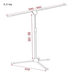 Microphone Stand    Pro 850  1.430 mm componente base in metallo