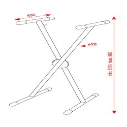 Keyboard Stand Ergo1 Acciaio 570  980mm carico massimo 30Kg