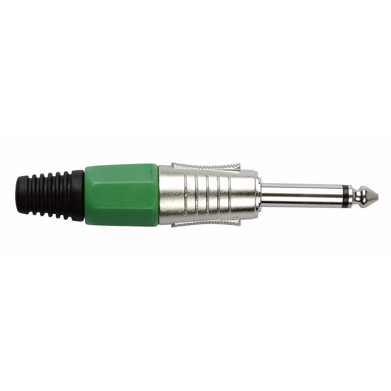 6.3 mm Jack Plug Mono Nickel housing Cappuccio finale verde