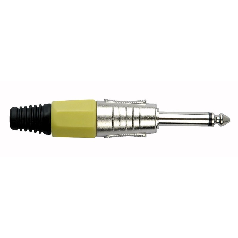 6.3 mm Jack Plug Mono Nickel housing Cappuccio finale giallo