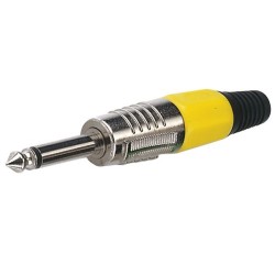 6.3 mm Jack Plug Mono Nickel housing Cappuccio finale giallo