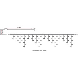 LED Rubber Icicle Light WW 144 LED, collegabile