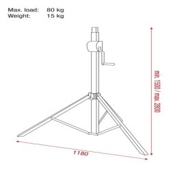 Basic 2800 Wind up stand 80kg (adattatore da 28mm a 35mm non incluso)