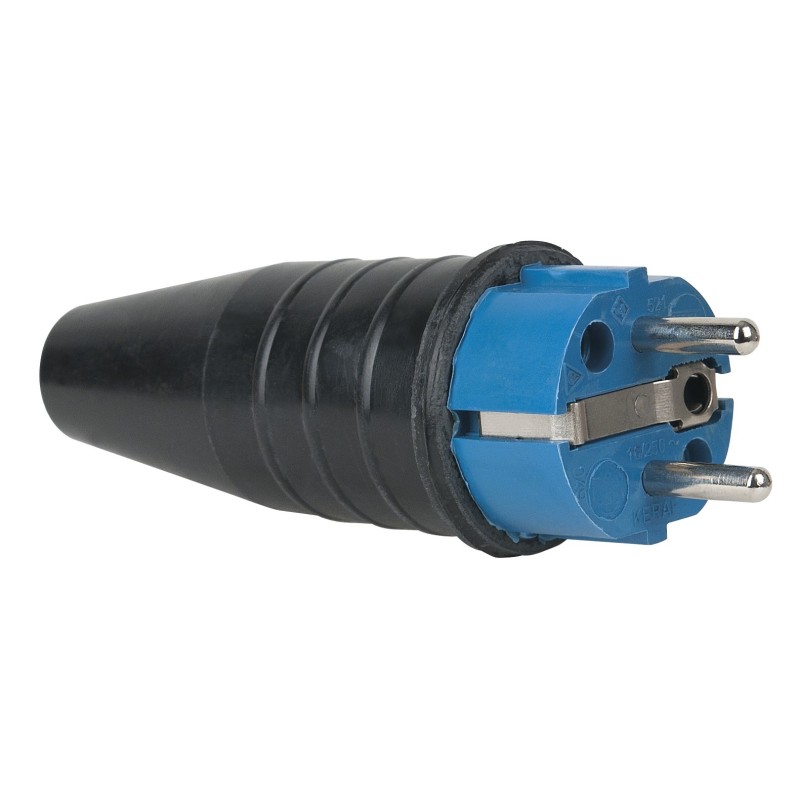 Rubber Schuko Connector Male Blu, 240 V, CEE 7/VII, 16 A