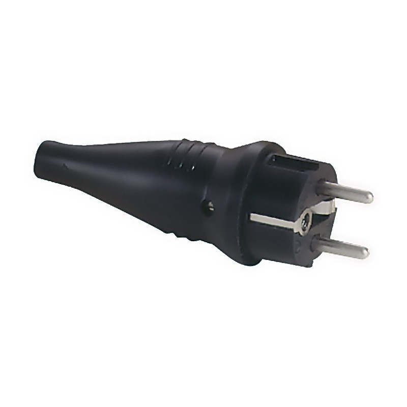 Rubber Schuko Connector Male Alloggiamento nero    CEE7/VII