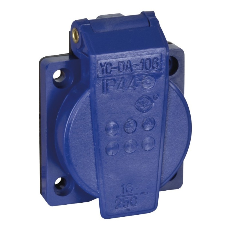 Chassis connector with cover VDE 16 A    blu