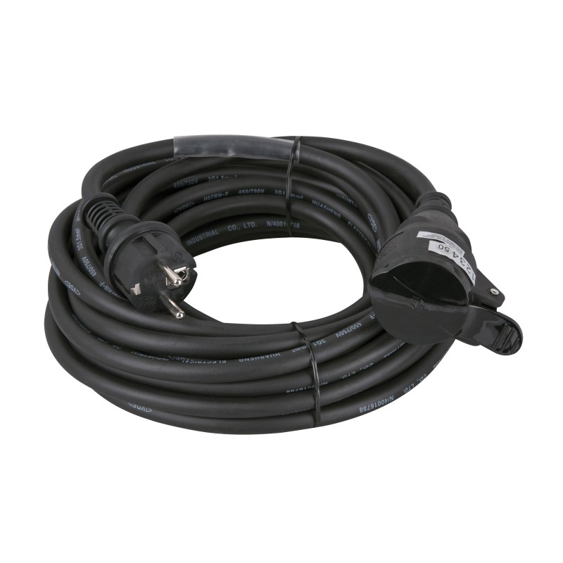 Schuko to Schuko, 10 A/230 V Cable 3 x 2.5 mmÂ² 15 m, 3 x 2,5 mmÂ²