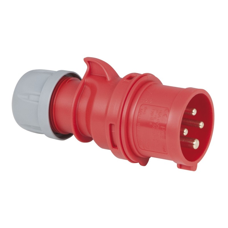 CEE 16 A/400 V    4P Plug male Rosso, IP44