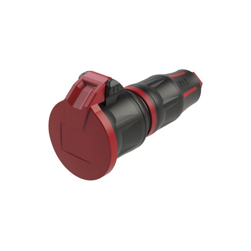 Rubber Schuko Connector Female Rosso