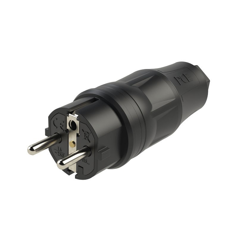 Rubber Schuko Connector Male Nero