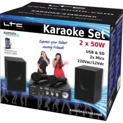 KARAOKE SET 2x50W CON USB/BT WOOD SPK KARAOKE-STAR2MKII