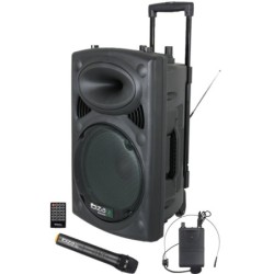 SISTEMA PA PORTATILE DA 15 '' CON 2 MICROFONI UHF / USB-SD BLUETOOTH / VOX PORT15UHF DI CONTROLLO