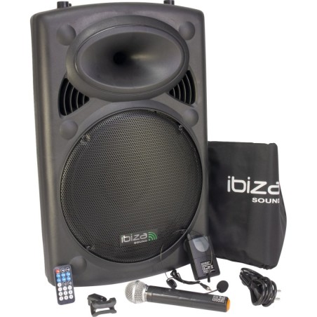 15 '' SISTEMA PA PORTATILE W / 2 VHF MIC / USB-SD BLUETOOTH / VOX CONTROL PORT15VHF-BT