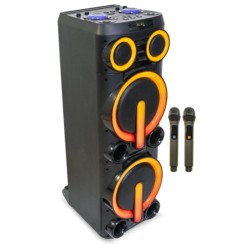 2x10 "+ 2x3" 1000W MEGA HIGHPOWER BOX CON 2 MICROFONI UHF / RC / TWS / BT / USB / microSD / LED
