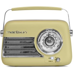 RADIO PORTATILE STILE VINTAGE CON BLUETOOTH & FM 30W MADISON VERDE OLIVA OPACO RICARICABILE