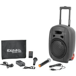SISTEMA PA PORTATILE IBIZA PORT PORT8UHF DA 8''/2 MICROFONO VHF/USB-MP3/VOX, BLUETOOTH TWS