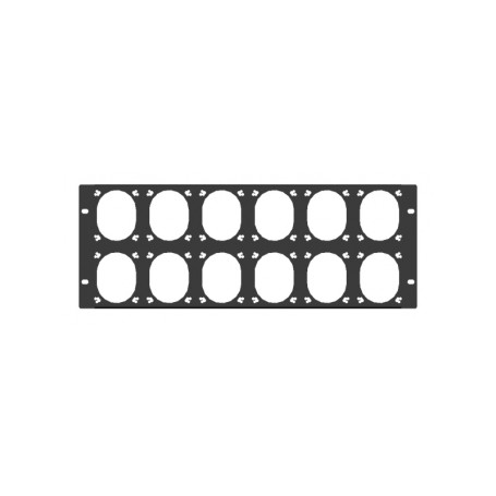 Pannello rack 19" 4 unità preforato per 12 prese 220V 16A Gewiss flangia normale o Scame