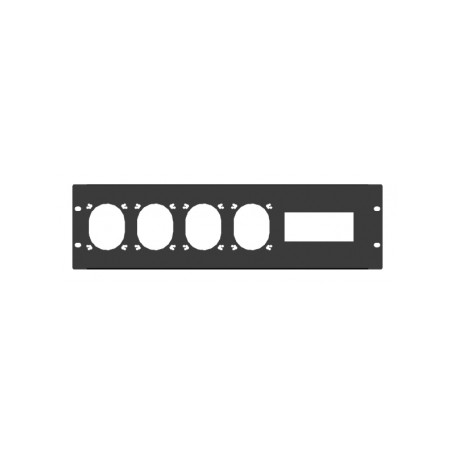 Pannello rack 19" 3 unità preforato per 4 prese 220V 16A Gewiss flangia normale + 6 moduli din