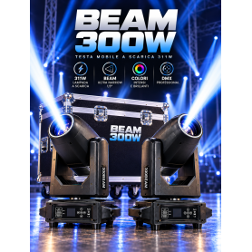 COPPIA DI TESTE MOBILI BEAM 311W CON FLIGHT CASE 2PZ + CASE NUOVI MOVING HEAD